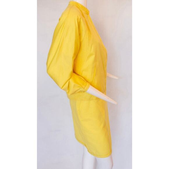Vintage Gianni Versace Canary Yellow 100% Cotton Skirt & Jacket Ensemble - Picture 9 of 12